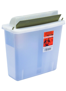 5 Quart Clear SharpSafety Sharps Container with Mailbox Style Lid 85121