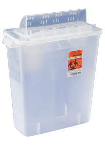 3 Gallon Clear SharpSafety Sharps Container with Always Open Lid 85221
