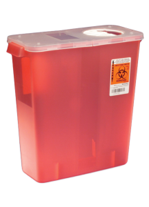 3 Gallon Red Sharps Container with Hinged Rotor Lid 8527R
