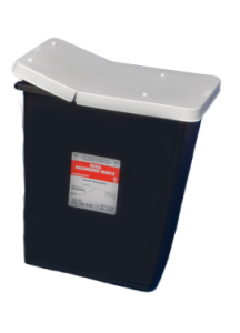 8 Gallon Black SharpSafety Waste Container with Hinged Lid 8607RC