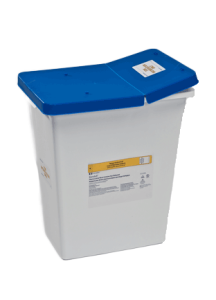 Covidien 8 Gallon PharmaSafety Medical Waste Container with Hinged Lid & Tamper Evident Label