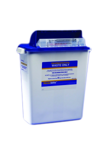 18 Gallon White/Blue SharpSafety Waste Container with Gasketed Hinged lid 8870
