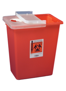 12 Gallon Red Sharps Container with Hinged Lid 8933
