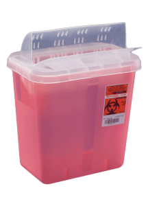 2 Gallon Red SharpSafety Sharps Container with Horizontal Drop Opening Lid 89671