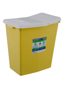 18 Gallon Yellow SharpSafety Chemotherapy Container with Hinged Lid 8989