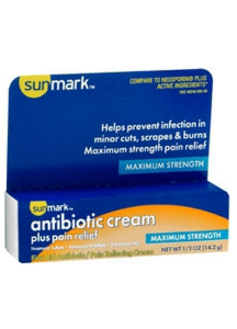 Sunmark Antibiotic Cream Plus Pain Relief 1/2 oz. Strength, Compare to Neosporin Cream
