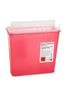 5 Quart Red Prevent Sharps Disposal Container with Horizontal Entry Lid 2262