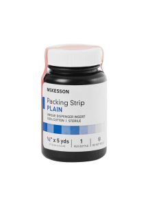 McKesson Plain 1/2 Inch Packing Strips - Sterile Cotton Wound Packing Strips - Box of 12 Bottles