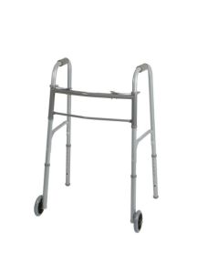 Medline Two-Button Deluxe Folding Walker with 5-Inch Wheels