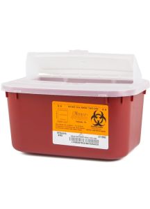 1 Gallon Red Stackable Sharps Container with Biohazard Symbol 8703