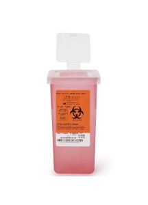 1 Quart Transparent Red Stackable Sharps Container with Biohazard Symbol 8702T
