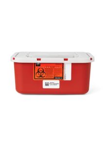 1 Gallon Red Nestable Sharps Container with Horizontal Drop Opening Lid MDS705201H