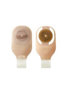 Premier One-Piece Drainable Ostomy Kit with flat Flextend barrier, Lock 'n Roll microseal closure, and tape border
