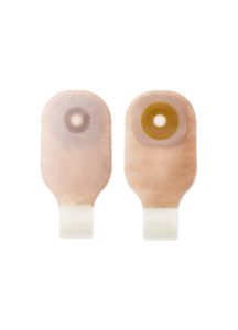 Transparent Premier One-Piece Drainable Ostomy Pouch with flat Flextend barrier and Lock 'n Roll microseal closure