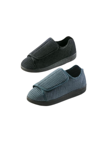 Mens Extra Extra Wide Slip Resistant Slippers in black and steel
