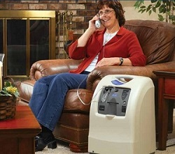 Oxygen concentrator in use